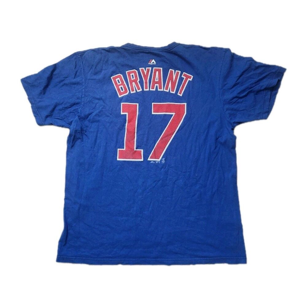 Majestic Chicago Cubs Kris Bryant #17 Jersey Shirt Mens XL Blue MLB Baseball EUC